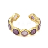 Square Natural Amethyst Open Cuff Rings RJEW-K272-02G-03-2