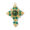 Natural Malaysia Jade(Dyed) & Glass & Brass Beaded Pendants PALLOY-MZ00266-04-1