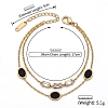 304 Stainless Steel Crystal Rhinestone Rectangle & Acrylic Oval Link 2-strand Bracelets for Women WGEBB33-02-1