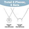 FIBLOOM 4 Sets 4 Style Sun and Moon 304 Stainless Steel Pendant Necklaces Set NJEW-FI0001-22-2
