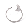 201 Stainless Steel Whale Tail Shape Open Cuff Ring for Women RJEW-C045-09P-3