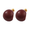 Brass Enamel Stud Earrings for Women EJEW-U055-23A-G-2