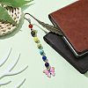 Butterfly Alloy Enamel Pendant Bookmark with Chakra Gemstone Bead AJEW-JK00253-02-2