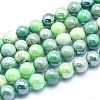 Electroplate Natural Green Grass Agate Beads Strands G-K256-07-8mm-1