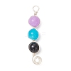 5Pcs 5 Styles Dyed Natural Malaysia Jade & Amethyst & Black Onyx(Dyed & Heated) & Rose Quartz & Labradorite Round Beaded Pendants PALLOY-JF04051-02-3