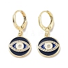 Evil Eye Real 18K Gold Plated Brass Dangle Leverback Earrings EJEW-L269-011G-02-1