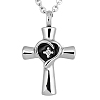 Women's Stainless Steel Heart Cross Memorial Urn Necklace for Ashes PW-WG3981C-01-1