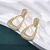 Teardrop Brass Micro Pave Clear Cubic Zirconia Cuff Earrings EJEW-K305-01G-2
