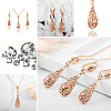 Real 18K Rose Gold Alloy Crezh Rhinestone Drop Necklaces & Earrings Jewelry Sets SJEW-AA00031-041RG-2