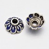 Antique Silver Plated Alloy Enamel Flower Bead Caps ENAM-J580-01AS-1