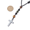 Natural Tiger Eye & Obsidian & Bloodstone Rosary Bead Necklaces NJEW-JN05114-01-3