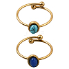 2Pcs 2 Colors Stainless Steel with Synthesis Gemstone Adjustable Cuff Rings RJEW-GO0001-27B-1
