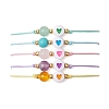 6mm Round Gemstone & Acrylic Enamel Heart Braided Bead Bracelets for Women BJEW-JB10773-1