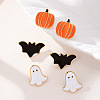 3 Pairs Halloween Alloy Enamel Stud Earrings FS-WGD9D4F-01-4