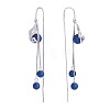 Anti-Tarnish Rhodium Plated 925 Sterling Silver Peacock with Chain Tassel Dangle Earrings JE1047A-1