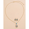 Brass Micro Pave Cubic Zirconia Pendant Necklaces & Stud Earrings Sets FS-WGE5CB1-02-1
