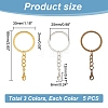 15Pcs 3 Colors Iron Split Key Rings KEYC-PH01509-2