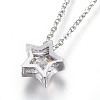 304 Stainless Steel Brass Cubic Zirconia Pendant Necklaces NJEW-O108-13P-2
