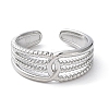 304 Stainless Steel Hollow Multi Line Open Cuff Rings RJEW-D006-02P-2