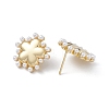 Long-Lasting Plated Brass Stud Earrings with Plastic Pearl for Women EJEW-A088-01G-2