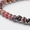 Natural Rhodonite Round Bead Stretch Bracelets X-BJEW-L594-B06-2