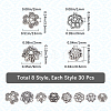 240Pcs 8 Styles Tibetan Style Alloy Flower Beads Caps FIND-SP0001-66-2