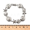 Summer Beach Brass Micro Pave Clear Cubic Zirconia Starfish & Shell Shape Link Chain Bracelets BJEW-C118-02A-P-6