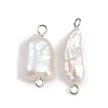 Natural Freshwater Pearl Keshi Pearl Nuggets Connector Charms STAS-D378-09P-1