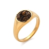 Round Natural Tiger Eye Chips Finger Rings RJEW-D303-03G-04-4