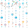   4Pcs 4 Style Iridescent Paper Glitter Circle Star Garland AJEW-PH0004-59-1