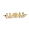 Mother's Day Brass Micro Pave Cubic Zirconia Mom Heart Connector Charms LS-KK-Z155-03G-02-1