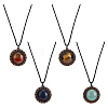 4Pcs 4 Styles Natural & Synthetic Mixed Stone & Wood Flower Pendant Necklaces Set with Adjustable Nylon Cords NJEW-FI0001-42-8