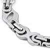 304 Stainless Steel Hollow Oval Byzantine Chain Bracelets BJEW-B078-145P-2