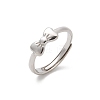 925 Sterling Silver Bowknot Adjustable Rings for Women RJEW-R008-02S-05-4