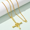 Christian Upside Down Cross & Star Alloy Pendant Pendant Twisted Chain Necklaces for Women LS-NJEW-NH0001-03G-2