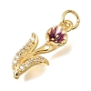 Brass Micro Pave Clear Cubic Zirconia Pendants CU-G605-18G-3