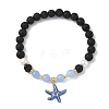 Brass Enamel Starfish Charm Bracelets BJEW-JB12330-2