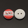 2-Hole Flat Round Star Printed Wooden Sewing Buttons BUTT-M004-13mm-04-2
