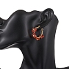 3 Pairs Flower Brass Natural Gemstone Hoop Earrings EJEW-TA00781-5
