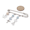 Natural Mixed Gemstone & Butterfly Charms Safety Pin Brooch JEWB-BR00101-2