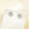 Brass Micro Pave Clear Cubic Zirconia Stud Earrings EJEW-R016-26P-08-2