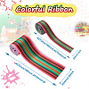 2Rolls 2 Styles Stripe Pattern Printed Polyester Grosgrain Ribbon OCOR-TA0001-37J-10