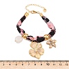 Flower 304 Stainless Steel & Natural Quartz Crystal Charm Bracelets BJEW-P375-01G-5