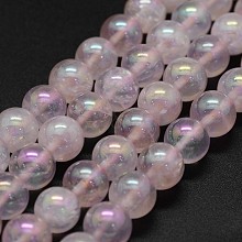 Electroplated Natural Rose Quartz Beads Strands G-K285-06-8mm