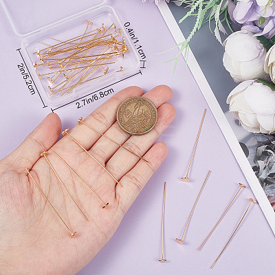 40Pcs 2 Styles Brass Heart & Star Head Pins KK-BBC0009-53-1