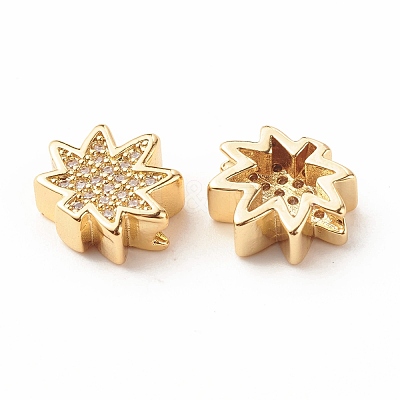 Rack Plating Brass Cubic Zirconia Beads KK-B051-05G-1