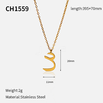 304 Stainless Steel Arabic Initial Letter Pendant Necklaces FS-WG7B6CA-09-1