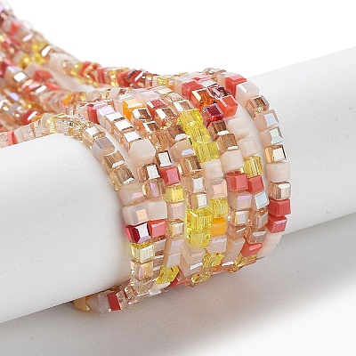 Gradient Color Electroplate Glass Bead Strands X-GLAA-E042-05-B01-1