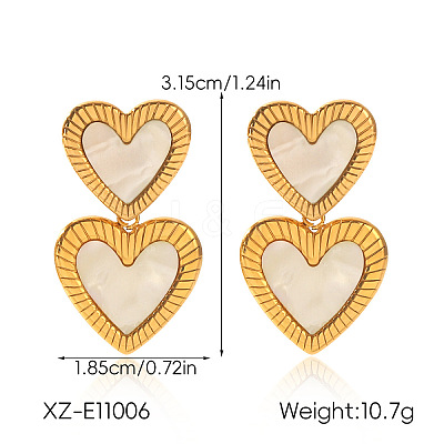 304 Stainless Steel Shell Stud Dangle Earrings for Women WGC6C09-01-1