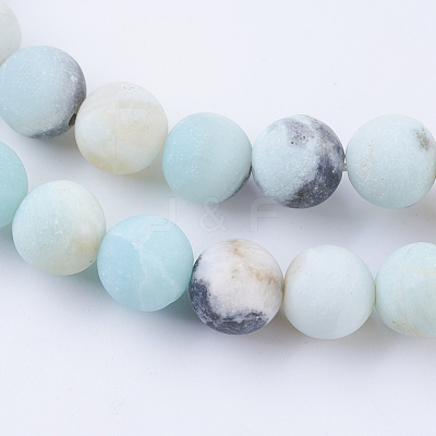 Frosted Natural Amazonite Round Bead Strands G-E334-6mm-09-1